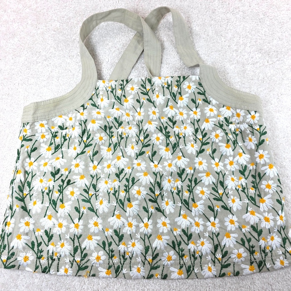 Maeve By Anthropologie Tank Top Womens XS Green Daisy Floral Embroidered Lined - Picture 1 of 7